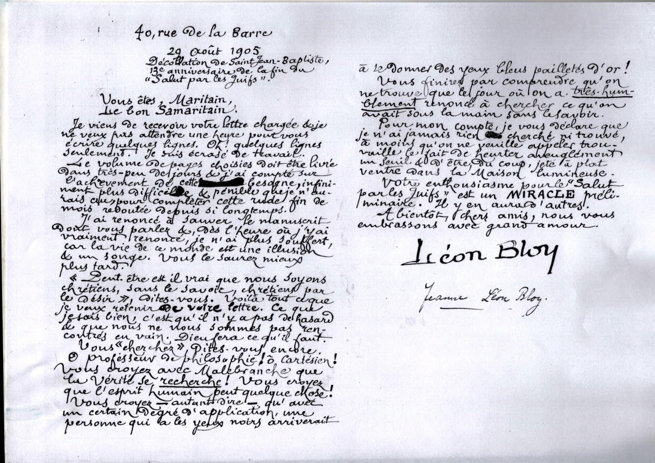 Lettre de Léon Bloy, 29 août 1905