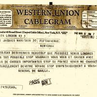 Télégramme de Charles de Gaulle, Londres, 3 mars 1942