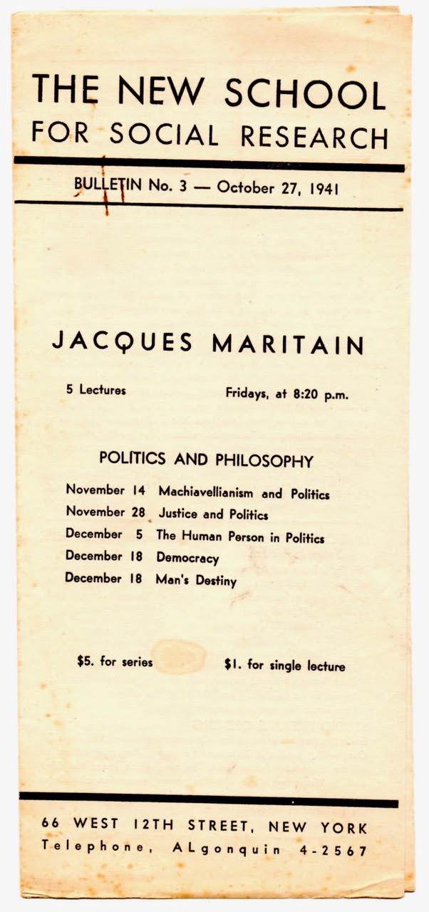 The New School for Social Research, 27 octobre 1941