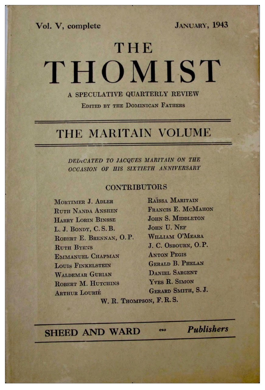 The Maritain Volume in The thomist (Janvier 1943)